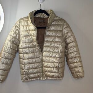 Zara Kids Metallic Gold Light Puffer Coat